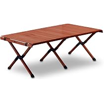 FIELDOOR ウッドロールテーブル・木製折りたたみ　120×70×45 Amazon | FIELDOOR ウッドロールトップテーブル 【ブラウン】 幅120